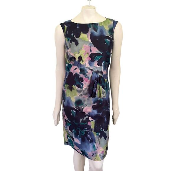 TAHARI ASL Abstract Watercolor Sheath Dress SZ 6 - Picture 1 of 11